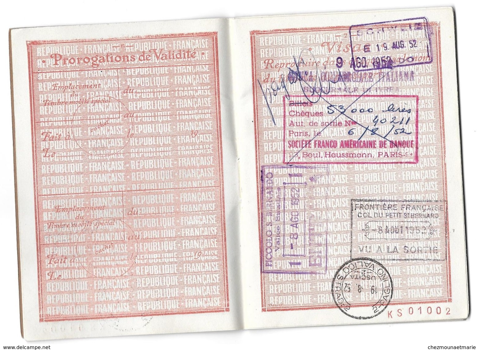 PASSEPORT 1952 - MARCADON  NE 1907 CHATEAUROUX INGENIEUR - HABITE COLOMBES - TAMPONS SUISSE ITALIE - Historical Documents