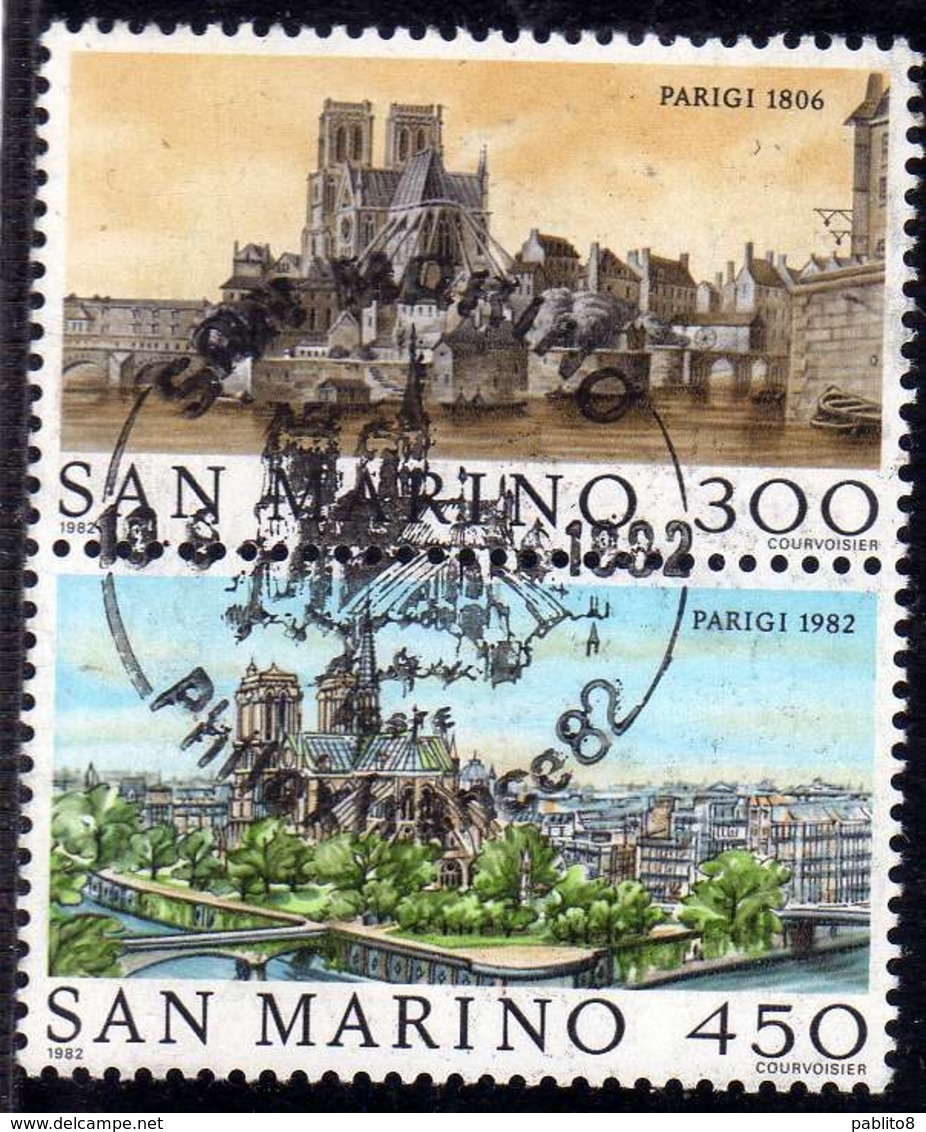 REPUBBLICA DI SAN MARINO 1982 PARIGI 1806 SERIE COMPLETA COMPLETE SET USATA USED OBLITERE' - Oblitérés