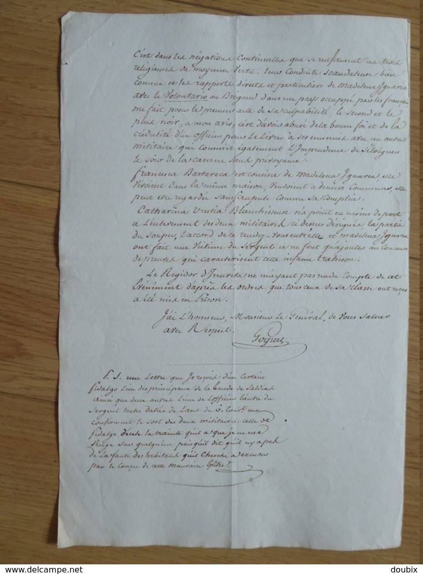 General GOGUET (1813) ESPAGNE spana IRURITA Baztan ELIZONDO EMPIRE Napoleon - Autographe AUTOGRAFO