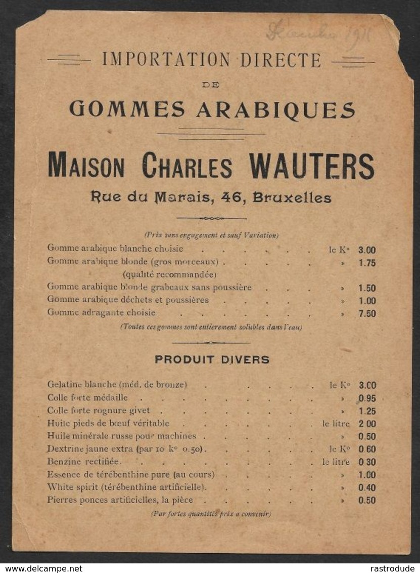 1915 BELGIQUE - PRÉOBLITÉRÉ 1c A GAND  - IMPRIMÉ ILLUSTRÉ PUBLICITÉ  - GOMMES ARABIQUES - Rollenmarken 1910-19