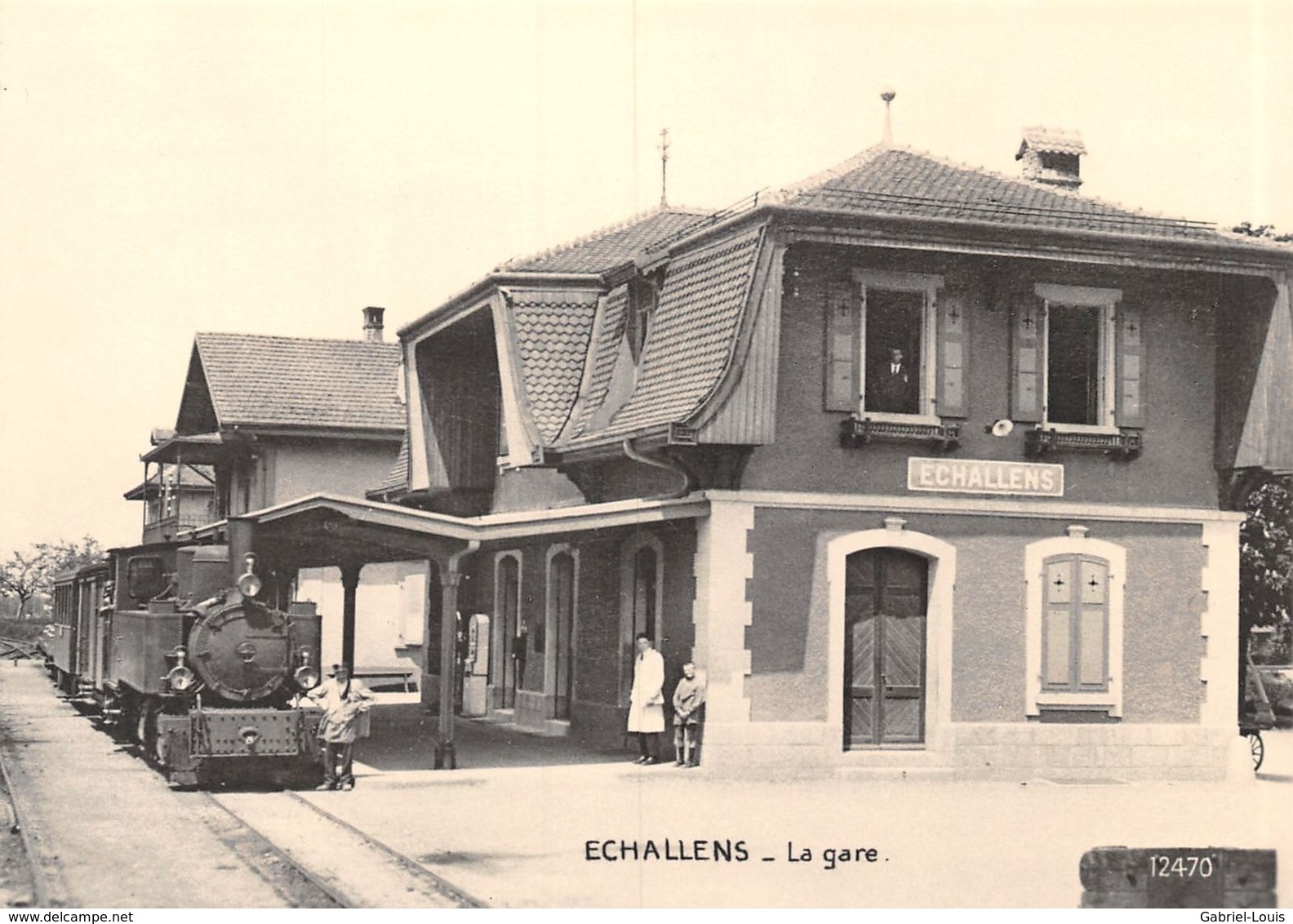 BVA - Gare D'Echallerns Vers 1930 - Lausanne - Echallens - Bercher - LEB - L.E.B.  - Ligne De Chemin De Fer Train - - Bercher