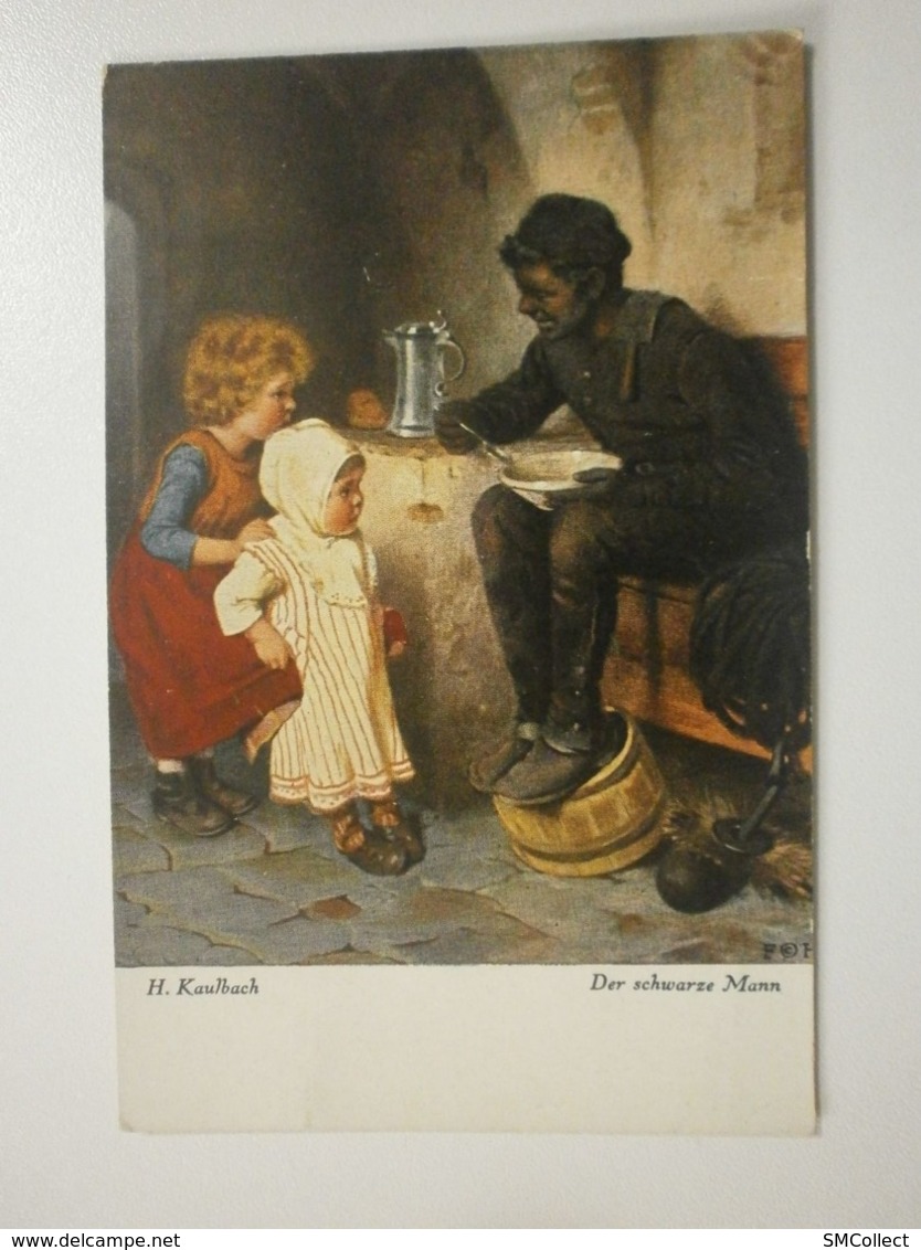 Hermann Kaulbach, Lot De 2 Cartes : Der Schwarze Mann / Auf Und Davon (9147) - Kaulbach, Hermann