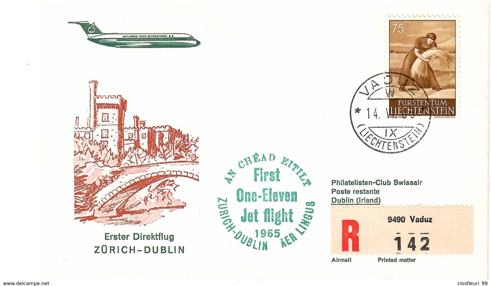 Frst One-Eleven Jet Flight Dublin / Flight With Swissair Swissair 1965 - Poste Aérienne