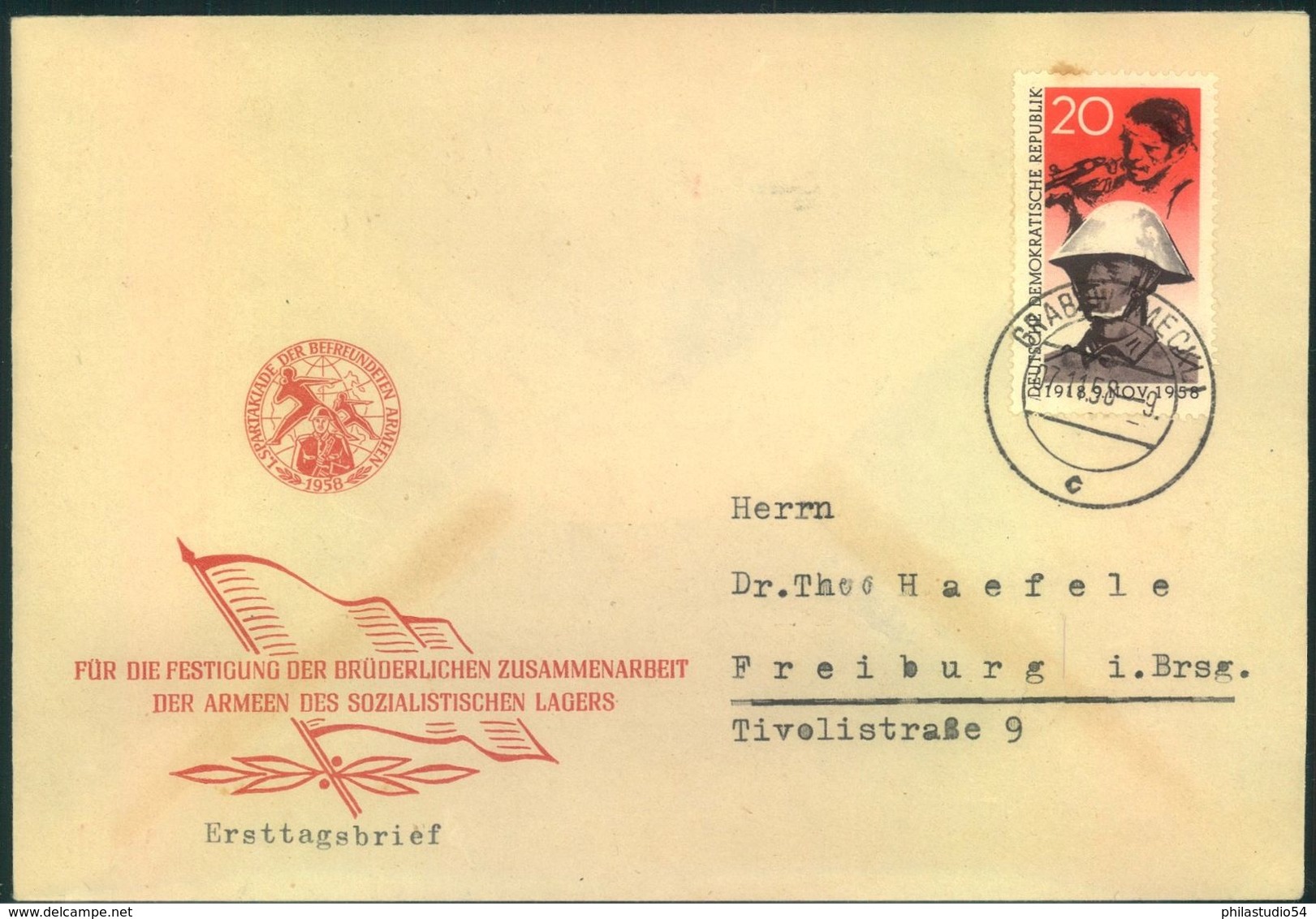 1958, 20 Pfg. "Pappchinese" Auf Brief Ab "GRABOW (MECKL.) 7.11.58 - 9." - Lettres & Documents