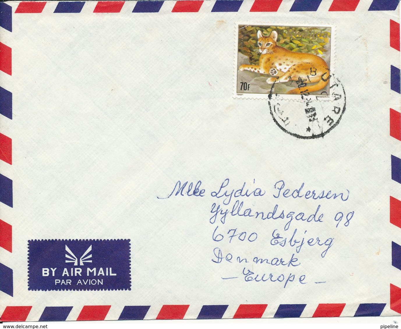 Rwanda Air Mail Cover Sent To Denmark 20-12-1981 ?? Single Franked - Altri & Non Classificati