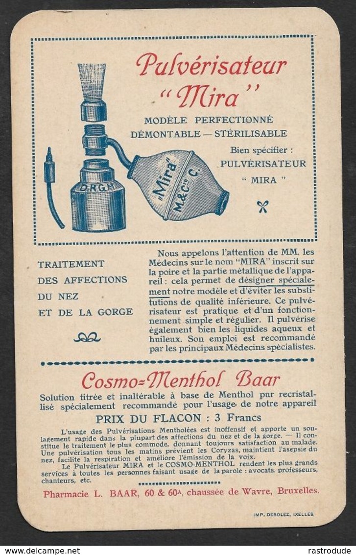 1910 BELGIQUE - PREOBL. 1C - IMPRIMÉ ILLUSTRÉ PUBLICITÉ  - PHARMACIE MODERNE - PULVÉRISATEUR - AFFECTIONS NEZ & GORGE - Rollini 1910-19