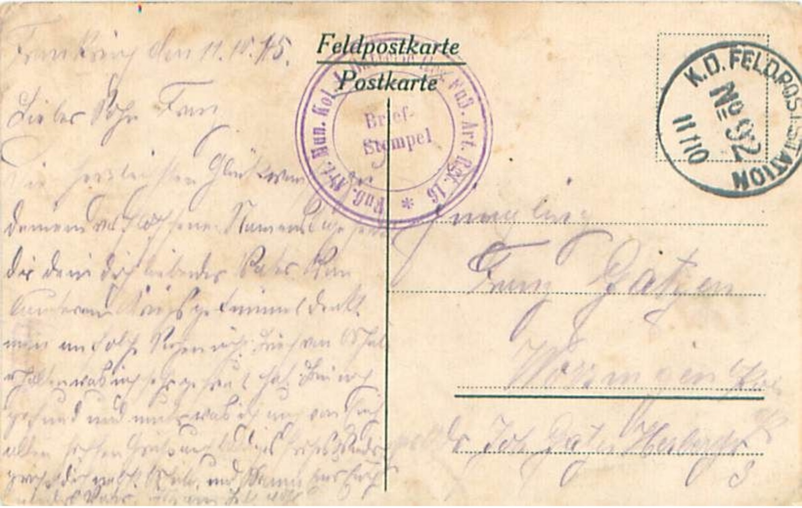 Frankreich - Stenay Deutsche Holzgespanne- Gel.Deutsche Feldpost 1915 - Stenay