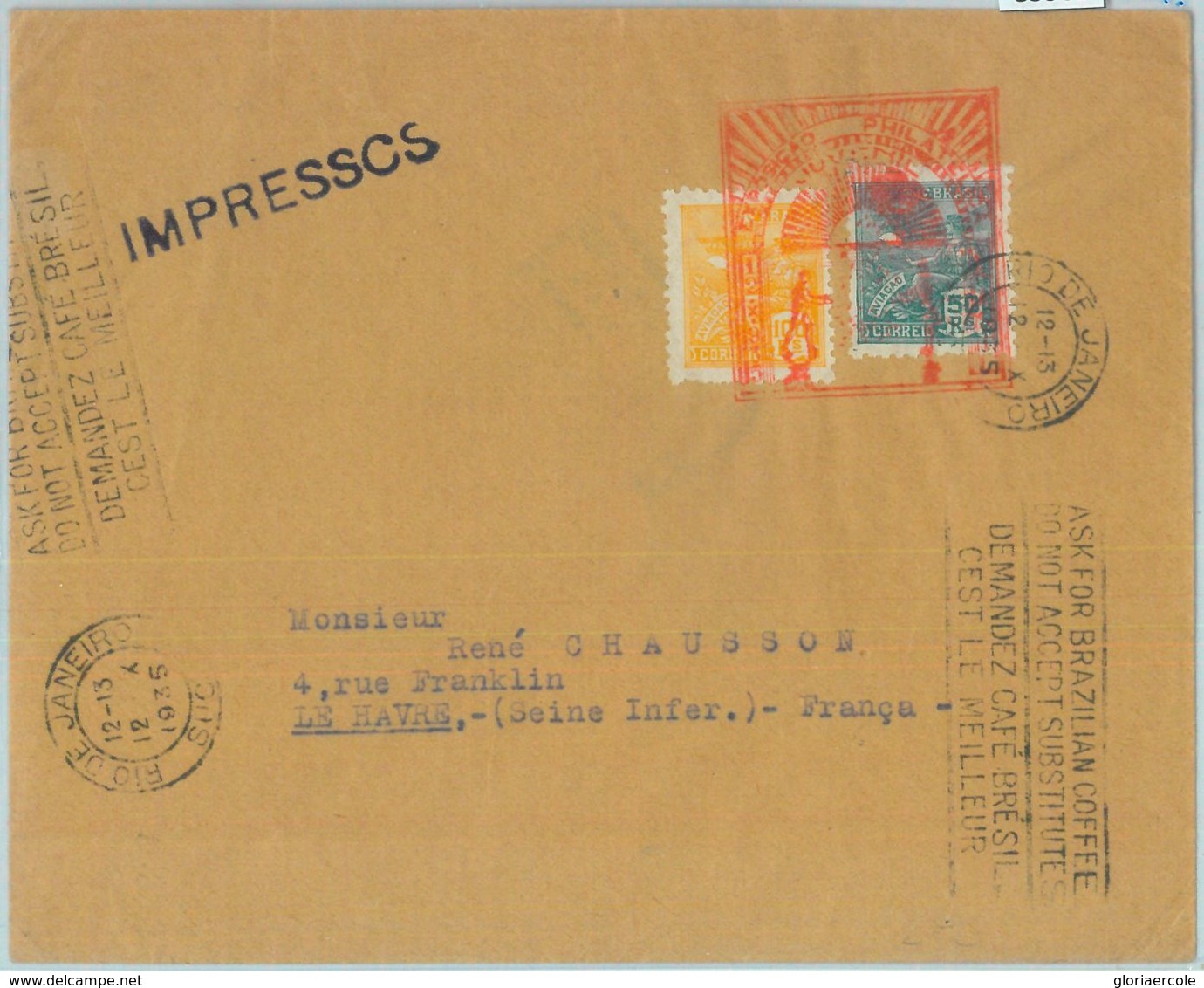 85985 - BRAZIL - POSTAL HISTORY - Special POSTMARK On CARD To FRANCE 1935 Coffee - Andere & Zonder Classificatie