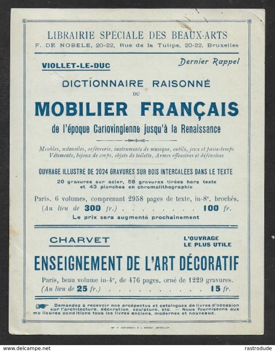 1909 BELGIQUE - PRÉOBLITÉRÉ 1C A GAND - IMPRIMÉ ILLUSTRÉ PUBLICITÉ  - LIBRAIRE SPÉCIALE DES BEAUX ARTS - ART DECÓRATIF - Roulettes 1900-09