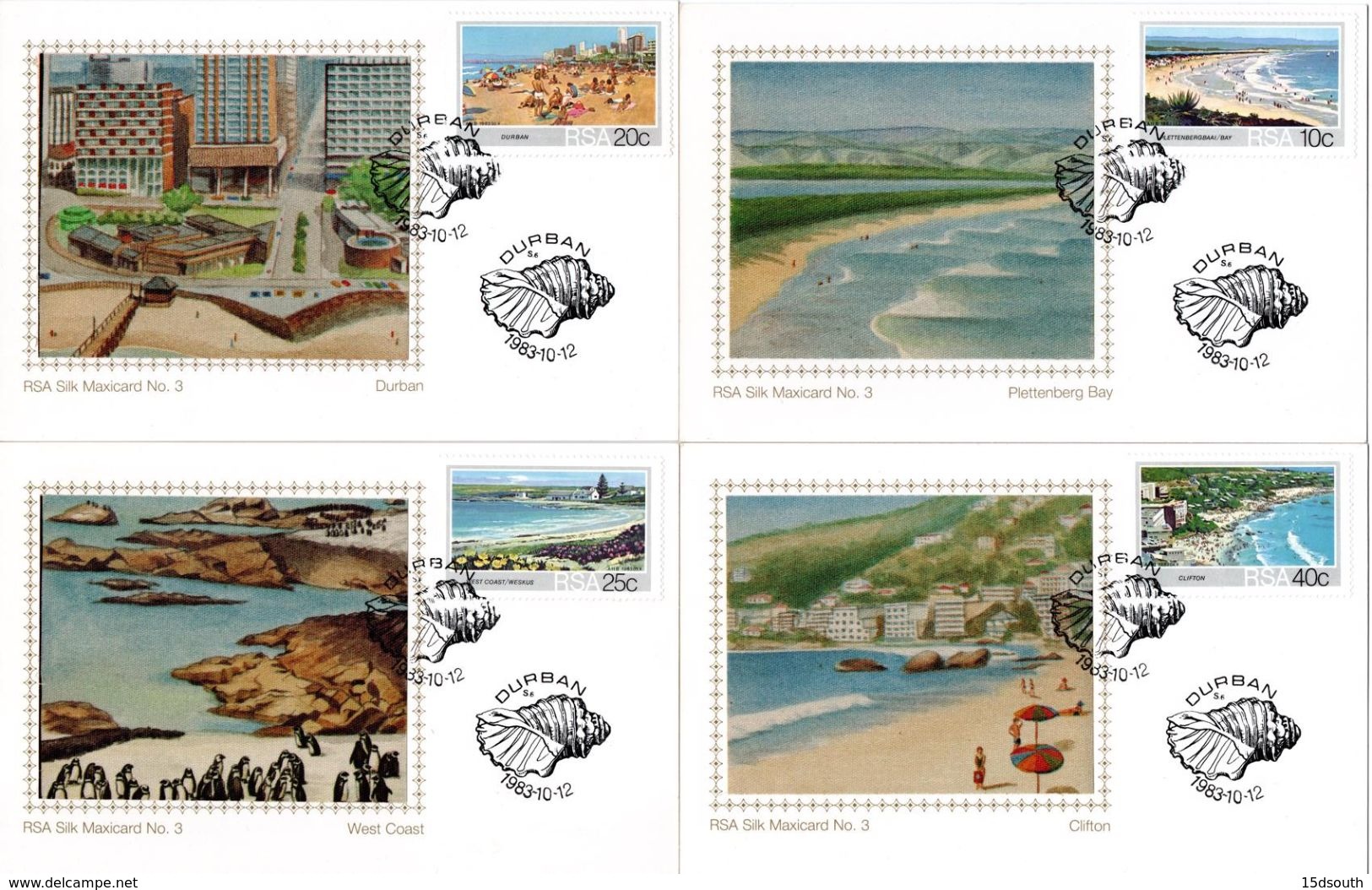 South Africa - 1983 Tourism Beaches Silk Maxi Card Set # SG 549-552 - Otros & Sin Clasificación
