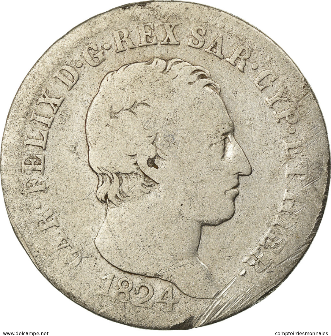 Monnaie, États Italiens, SARDINIA, Carlo Felice, Lira, 1824, Torino, TB - Italian Piedmont-Sardinia-Savoie