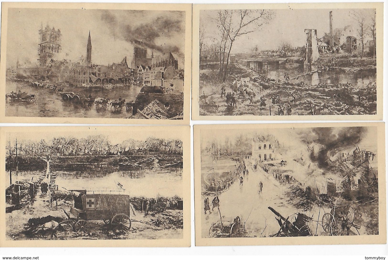 4 CPA Panorama De La Bataille De L'yser Par A. Bastien - Ieper