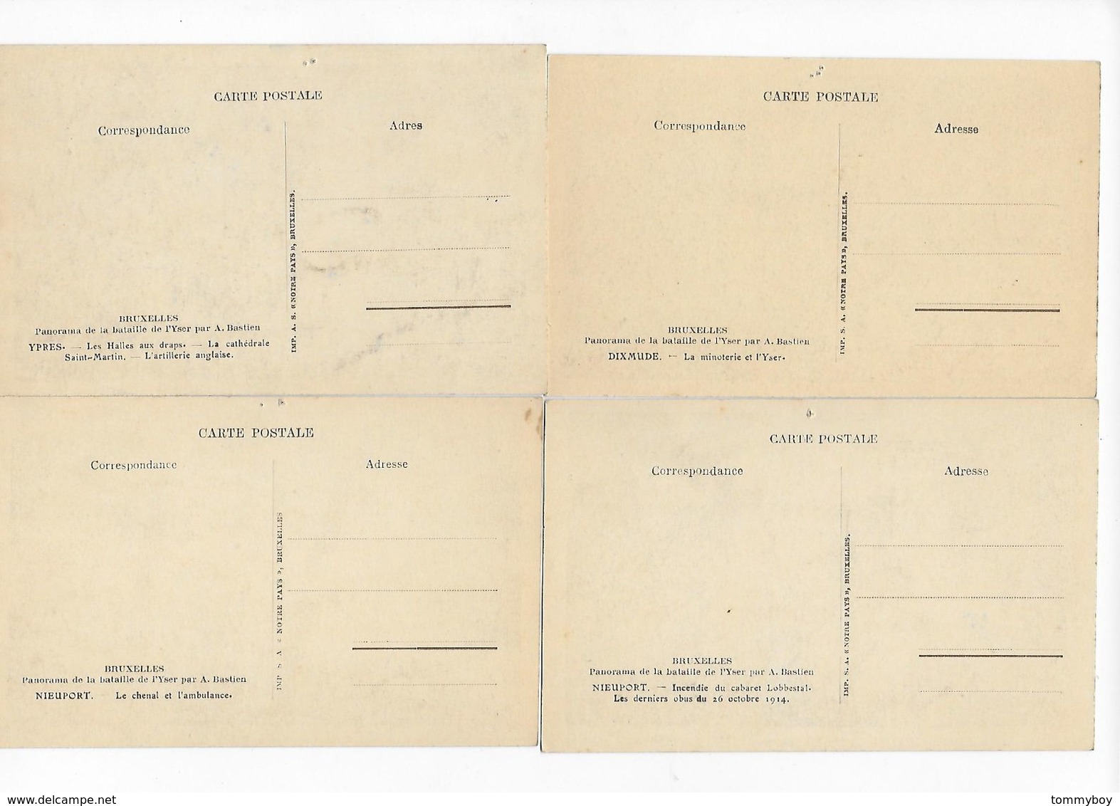 4 CPA Panorama De La Bataille De L'yser Par A. Bastien - Ieper