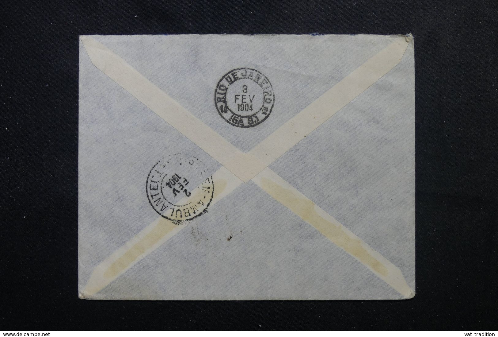 BRÉSIL - Enveloppe De Araras Pour La France En 1904 Via Rio, Cachet Maritime En Bleu, Ambulant Au Verso  - L 62983 - Lettres & Documents