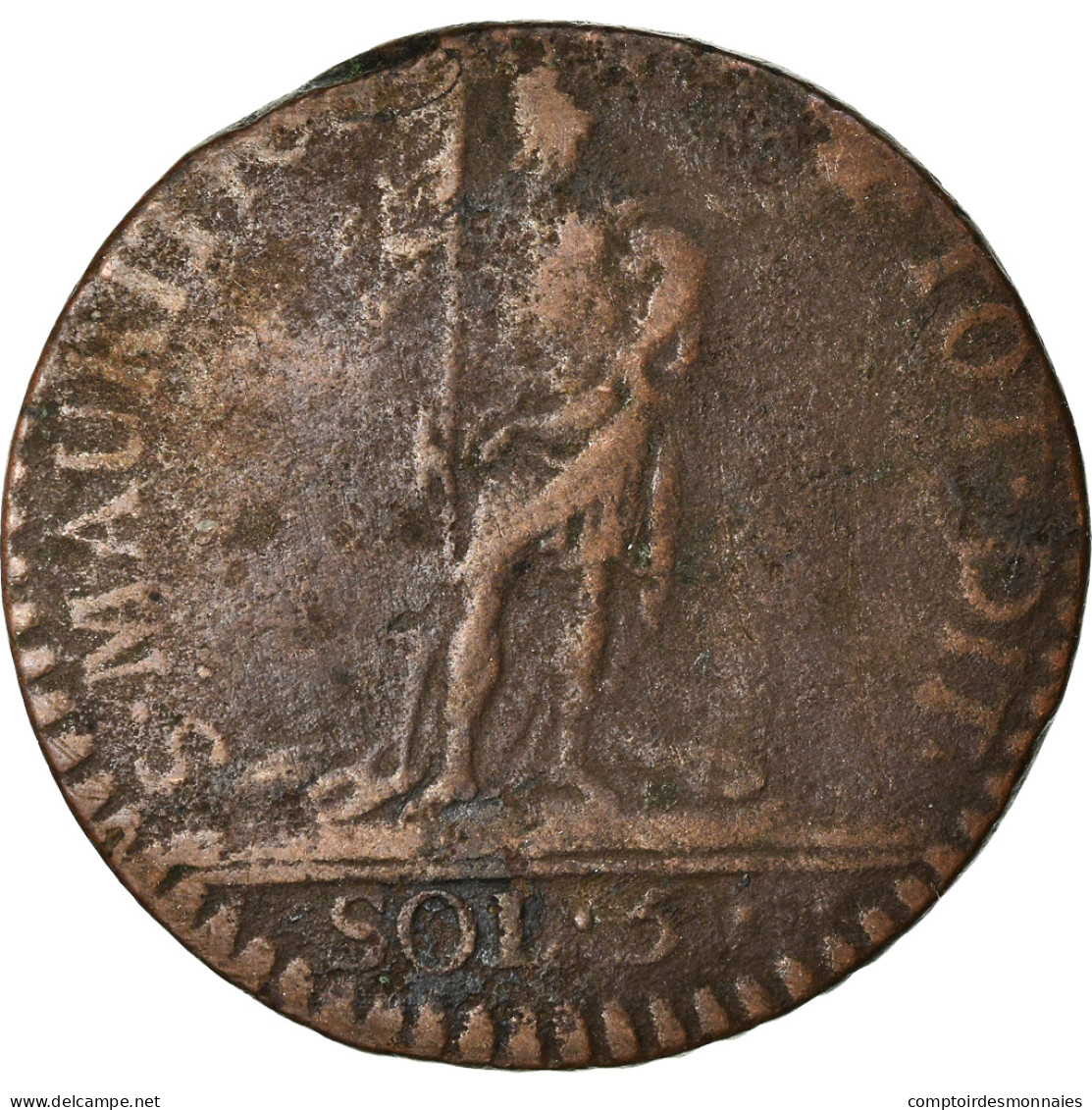 Monnaie, États Italiens, SARDINIA, Vittorio Amedeo III, 5 Soldi, 1794, Torino - Piémont-Sardaigne-Savoie Italienne