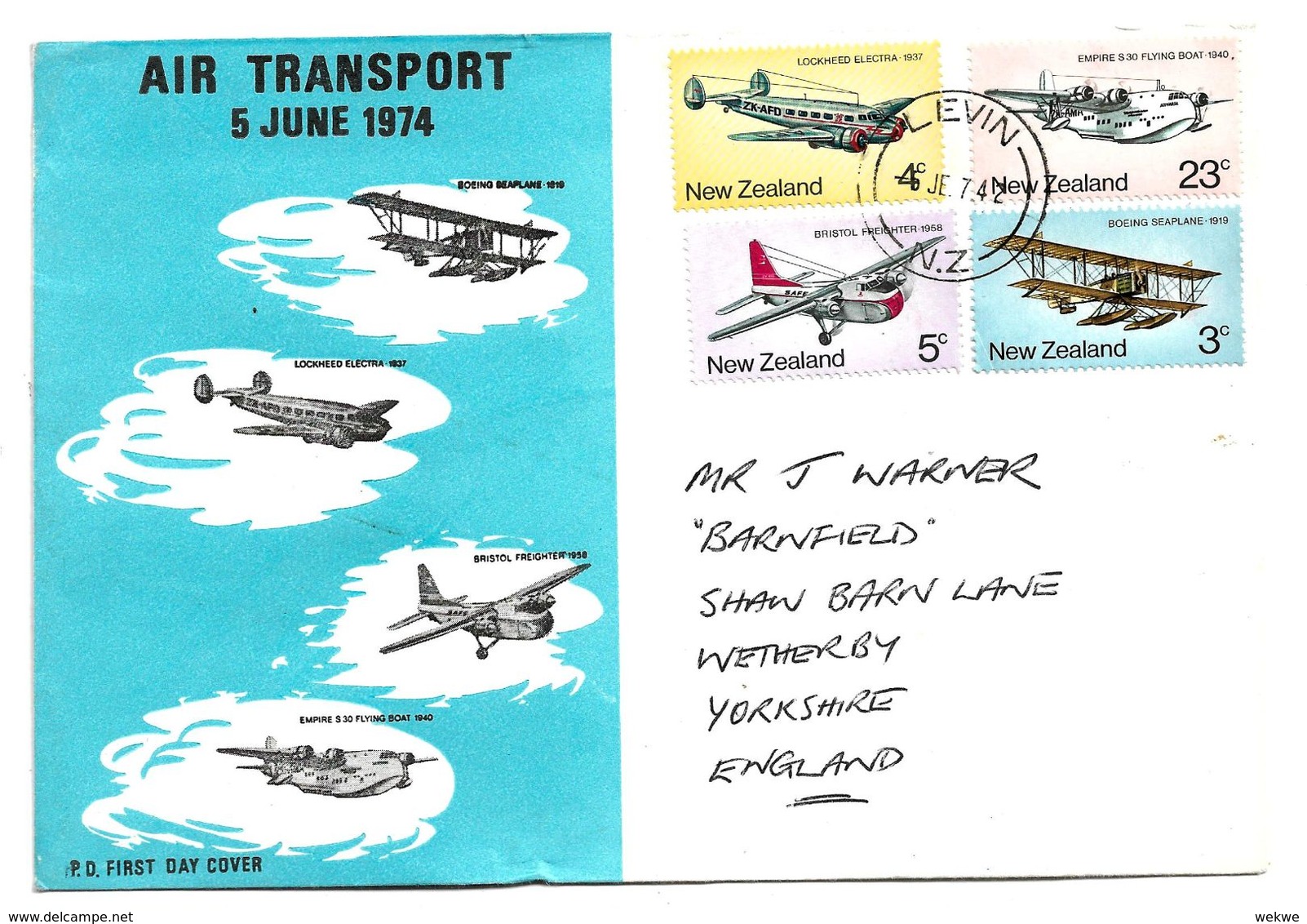 NZ004 / NEUSEELAND - Aviation (Lufttransport) Flugzeugtypen 1974 - Covers & Documents