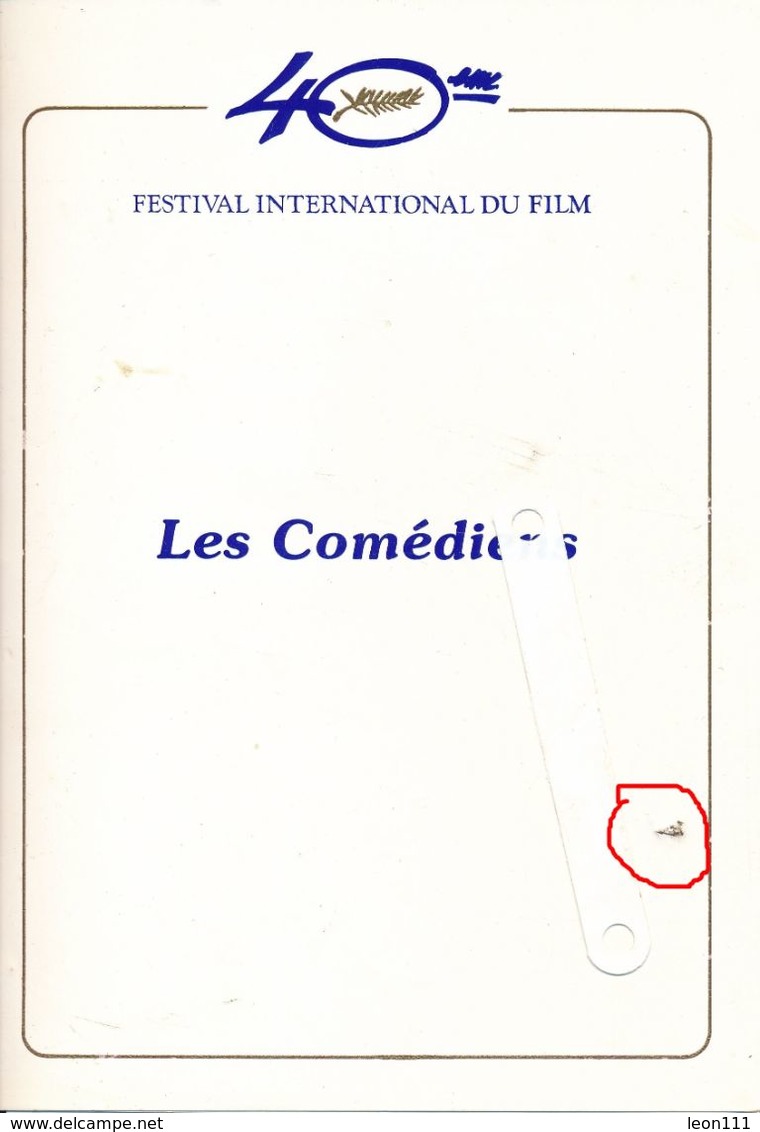 Menu 1987 - 40ème Festival De Cannes - Les Comédiens - Champagne Piper-Heidsieck - Menus