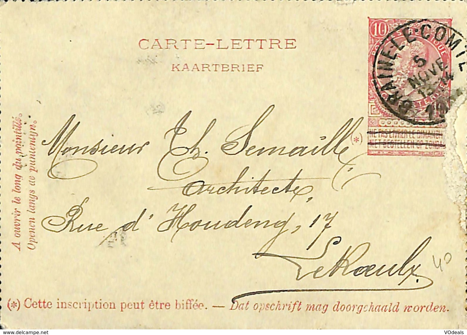 028 425 - CPA - Belgique - Carte-lettre - Cachet Braine-le-Comte - Braine-le-Comte