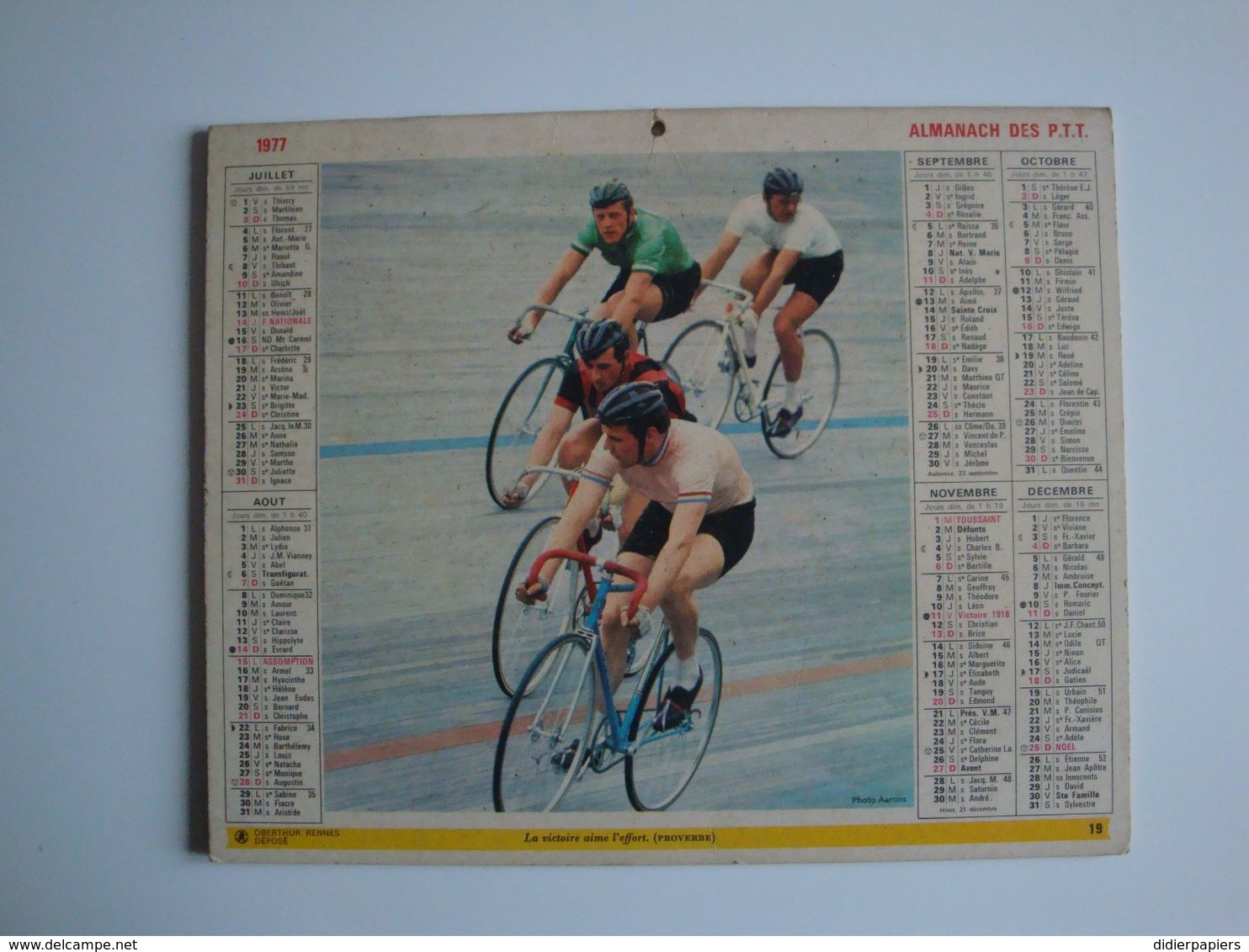 Almanach Des PTT.1977,Allier,cyclisme,football - Grand Format : 1971-80