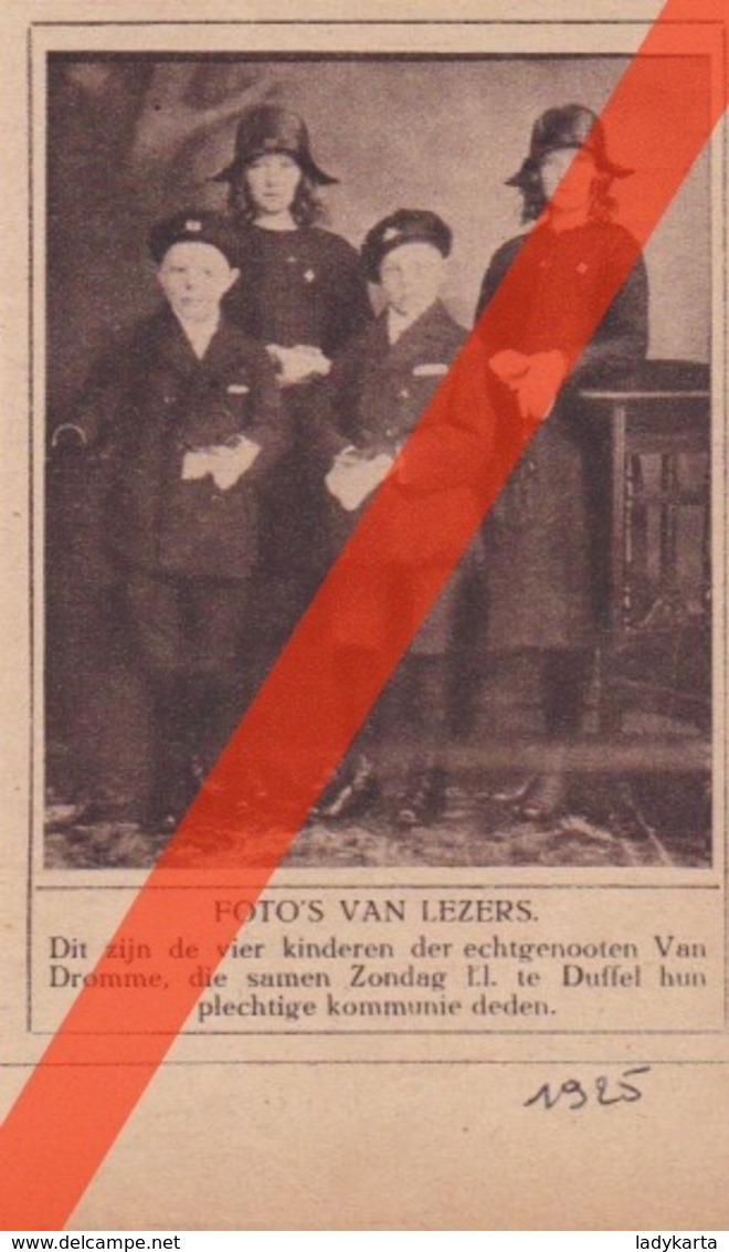 DUFFEL - FAMILIE VAN DROMME   - 1925 -  Tijdschriftafbeelding - Image De Magazine - Ohne Zuordnung