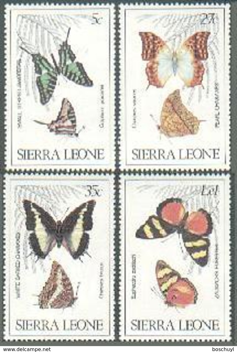 Sierra Leone, 1980, Butterflies, Insects, Animals, Fauna, MNH, Michel 614-617 - Sierra Leone (1961-...)