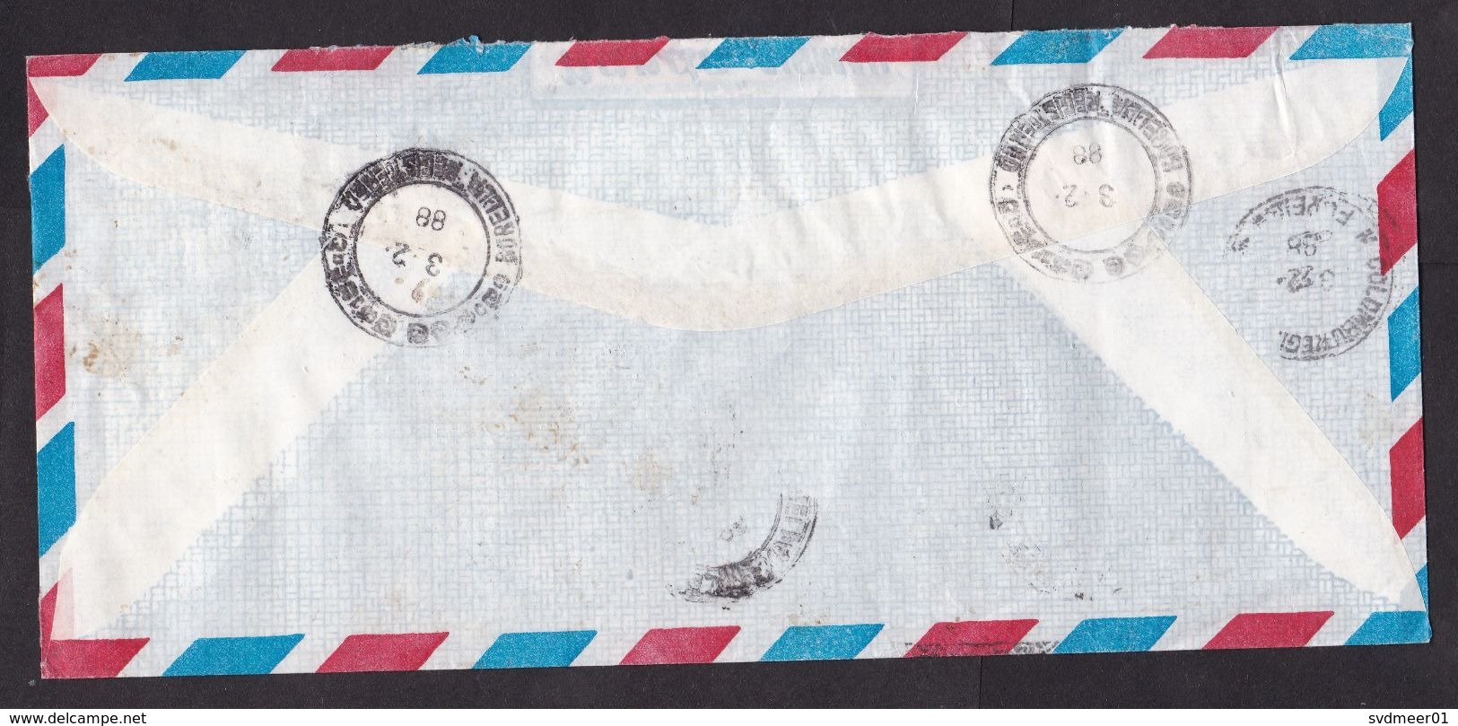 Sri Lanka: Registered Cover To Netherlands, 1988, 4 Stamps, Olympics, Palm Cat, Butterfly, R-label Borella (damaged) - Sri Lanka (Ceylon) (1948-...)