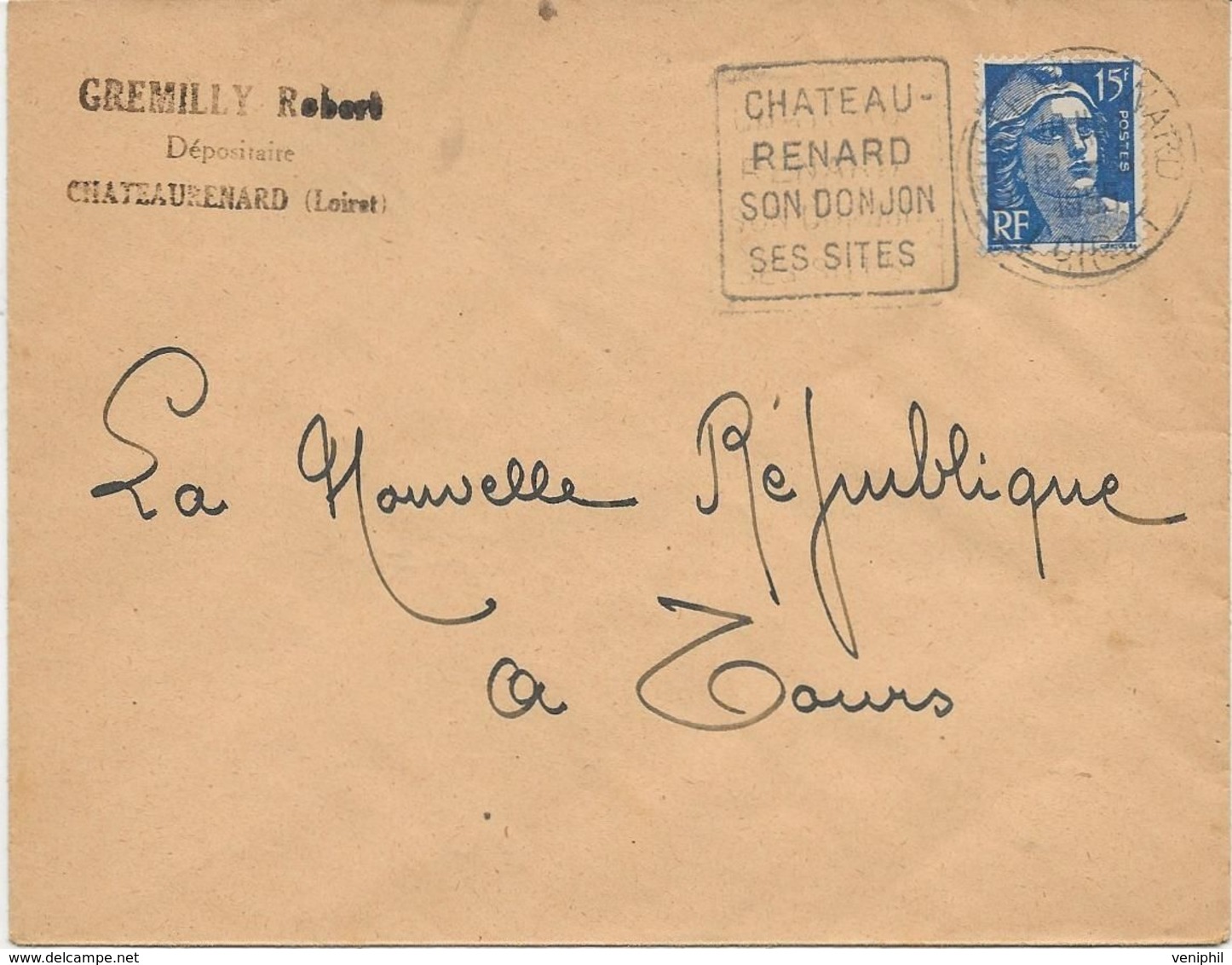 LETTRE OBLITERATION DAGUIN - LOIRET - CHATEAU-RENARD -SON DONJON-SES SITES - 1955 - Maschinenstempel (Sonstige)