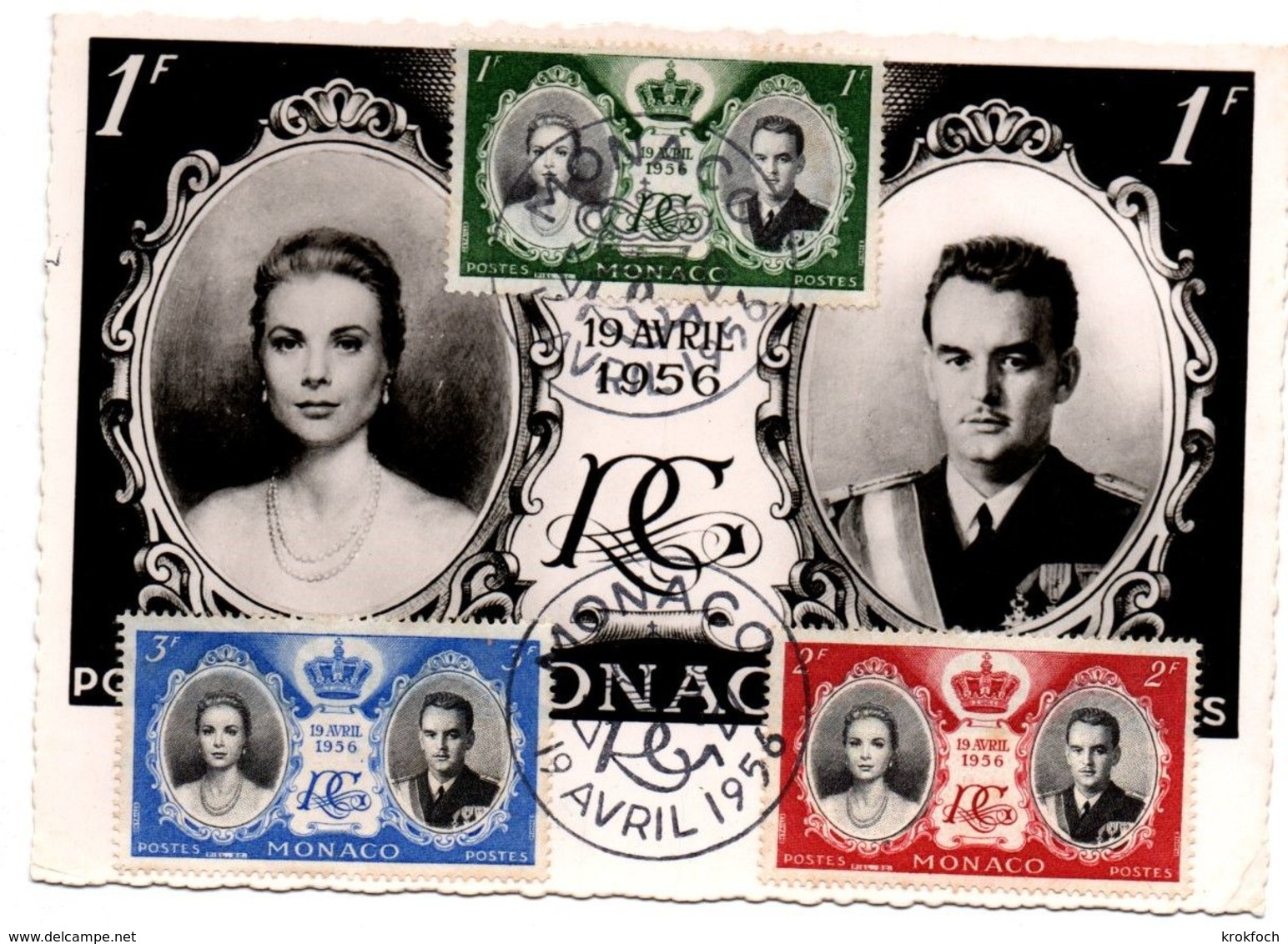 Monaco 19.04.1956 - Mariage Princier Rainier & Grace - Carte-maximum - Cartes-Maximum (CM)