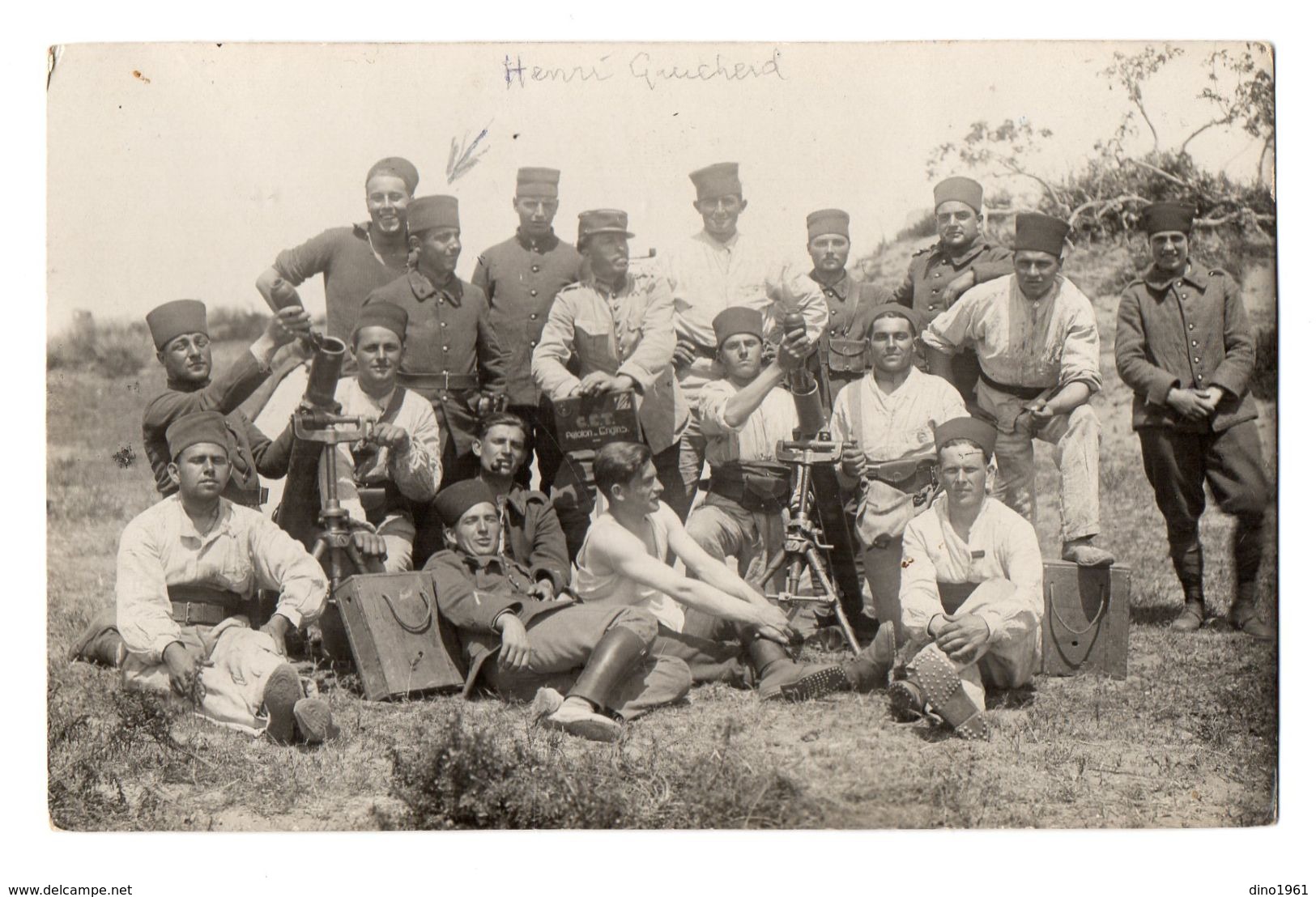 CPA 2959 - MILITARIA - Carte Photo Militaire - Armée Coloniale - Mortier & Un Groupe De Soldats Dont H. GUICHARD à TUNIS - Material