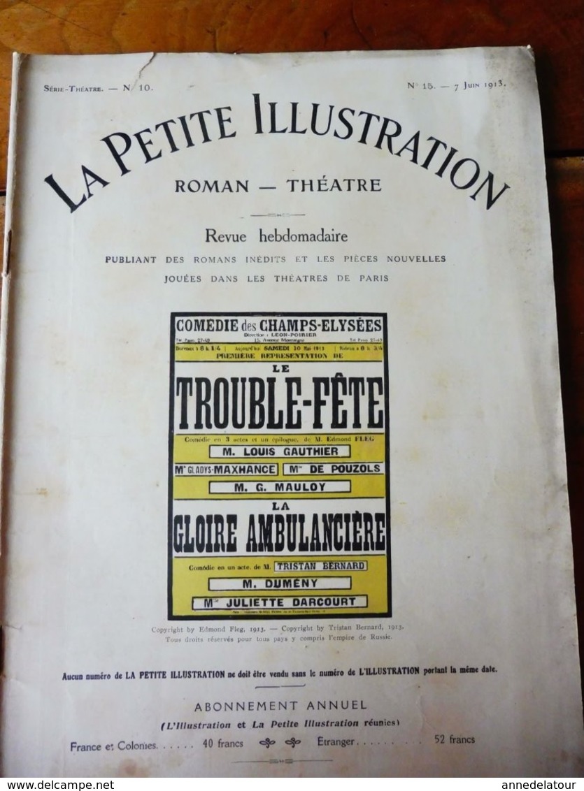 1913 LE TROUBLE-FÊTE Bébé Surgit Dans Un Ménage Bourgeois Dont Il Bouffe La Vie,;LA GLOIRE AMBULANCIERE (Tristan Bernard - Other & Unclassified