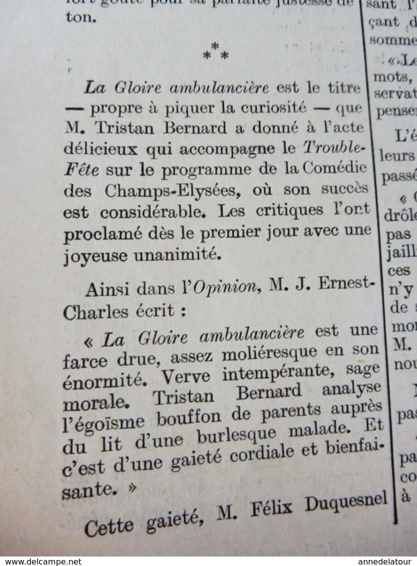 1913 LE TROUBLE-FÊTE bébé surgit dans un ménage bourgeois dont il bouffe la vie,;LA GLOIRE AMBULANCIERE (Tristan Bernard