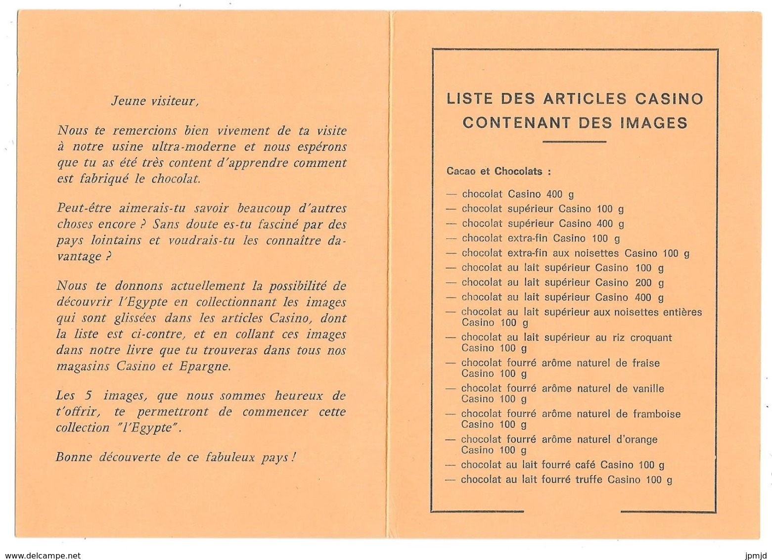 ST ETIENNE - CHOCOLATERIE DU CASINO - COLLECTION IMAGES ÉGYPTE - Liste De Articles - Avec 5 Images - Other & Unclassified