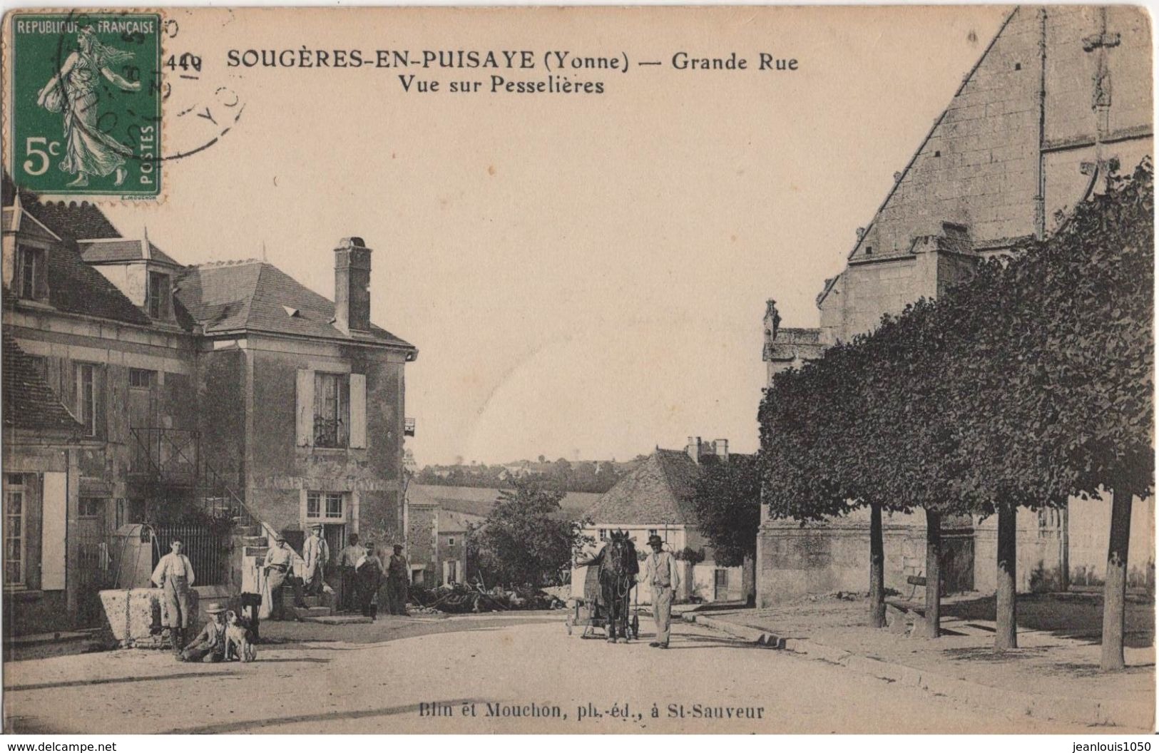 CARTE POSTALE SOUGERES EN PUISAYE GRANDE RUE - Altri & Non Classificati