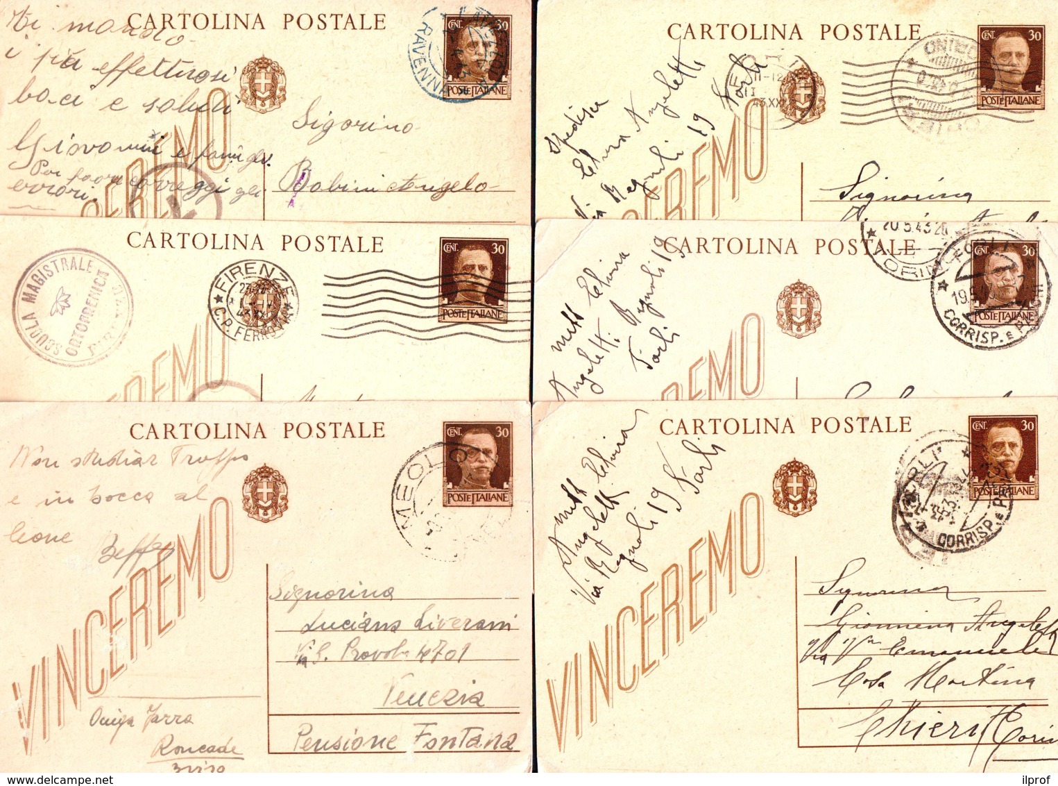 Vinceremo -  9 Cards Written 1943 - Kriegspropaganda
