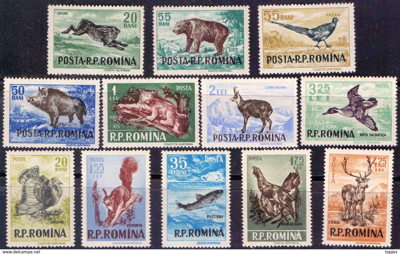ROMANIA - BEER- RABIT - DEER - BIRDS - **MNH - 1956 - Paons