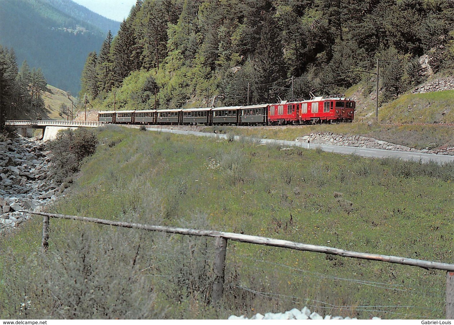 BVA - Miralago Sur Brusio Gem 4/4 802 Marmotte Gem 4/4 801 - Rhätische Bahn - RhB - R.h.B. Ligne De Chemin De Fer Train - Brusio