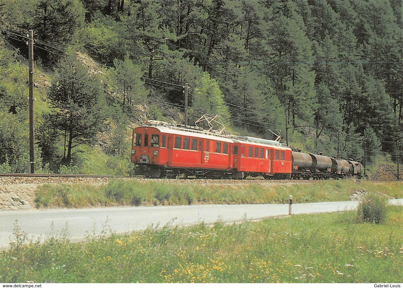 BVA -  Brusio à Miralago ABD 4/4 Et ABe 4/4 47  - Rhätische Bahn - RhB - R.h.B. Ligne De Chemin De Fer Train - Brusio