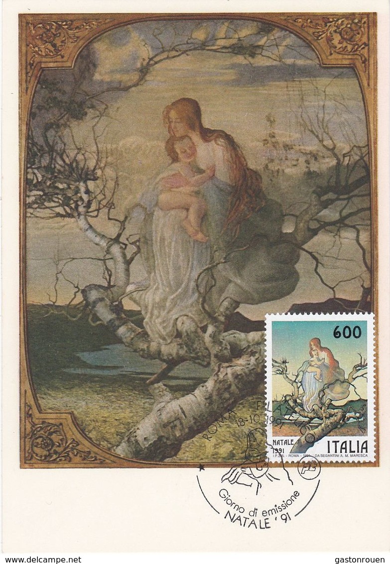 Carte Maximum Peinture Italie Italia 1991 G Segantini - Cartes-Maximum (CM)