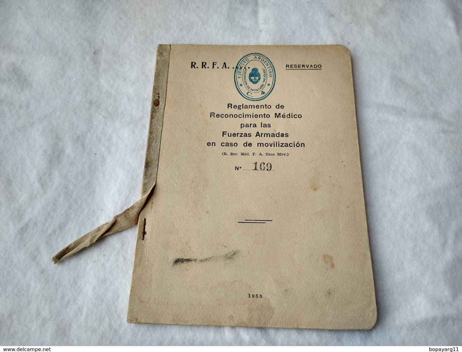 Argentina Argentine Army Classified Medical Selection Procedures 1953 Book #13 - Spanisch