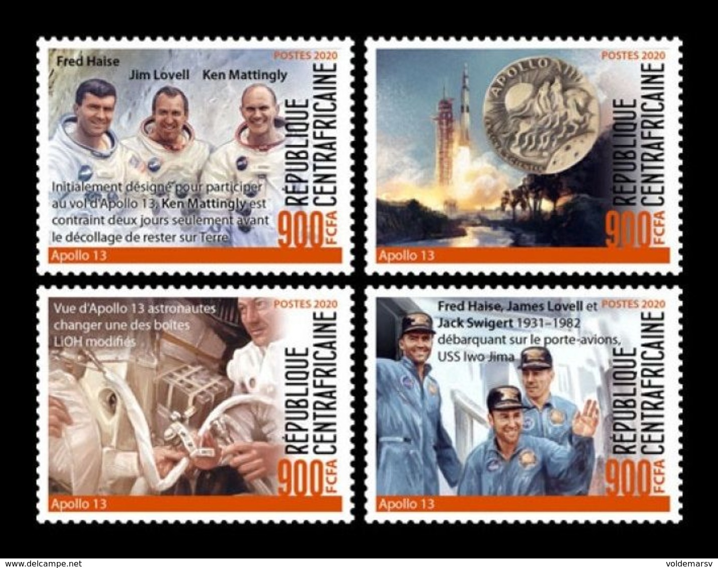 CAR 2020 Mih. 9622/25 Space. Apollo 13 MNH ** - Central African Republic