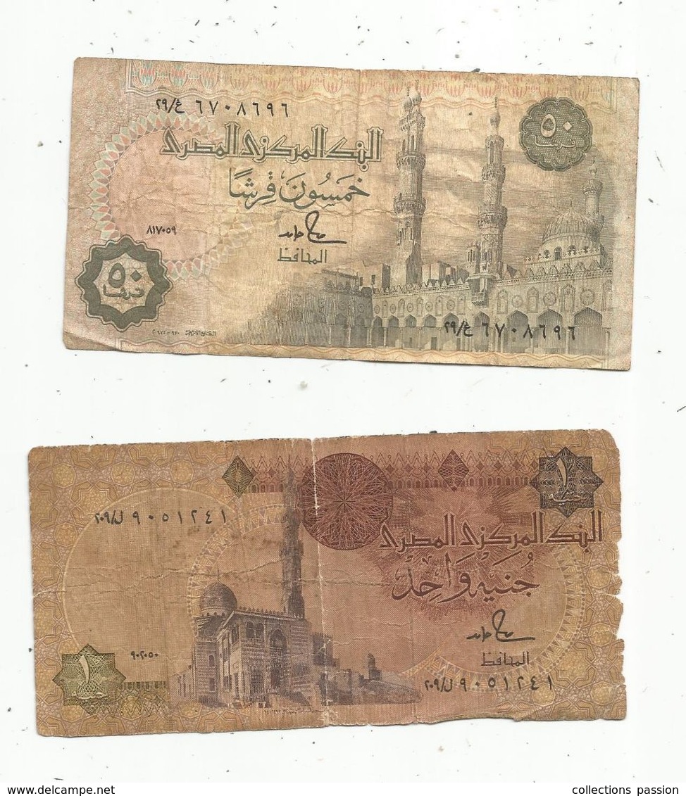 JLR , Billet ,EGYPTE , EGYPT , 2 Scans , LOT DE 2 BILLETS - Egypte