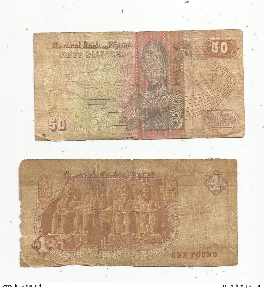 JLR , Billet ,EGYPTE , EGYPT , 2 Scans , LOT DE 2 BILLETS - Aegypten