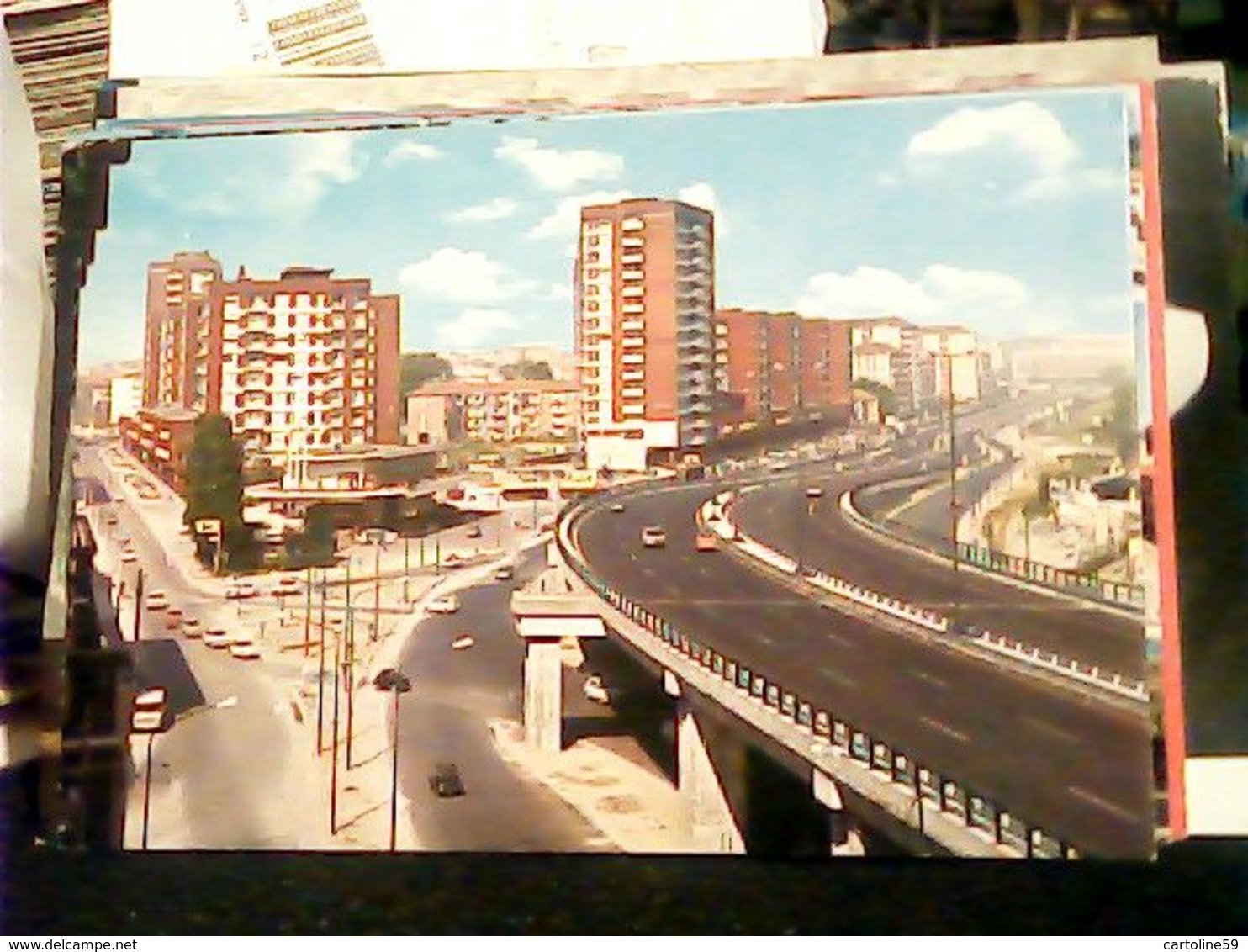 MONCALIERI LA SOPRAELEVATA CORSO ROMA VIALE TRIESTE PANORAMA DISTRIBUTORE BENZINA AGIP V QSL  RADIO 1980  HQ9461 - Moncalieri