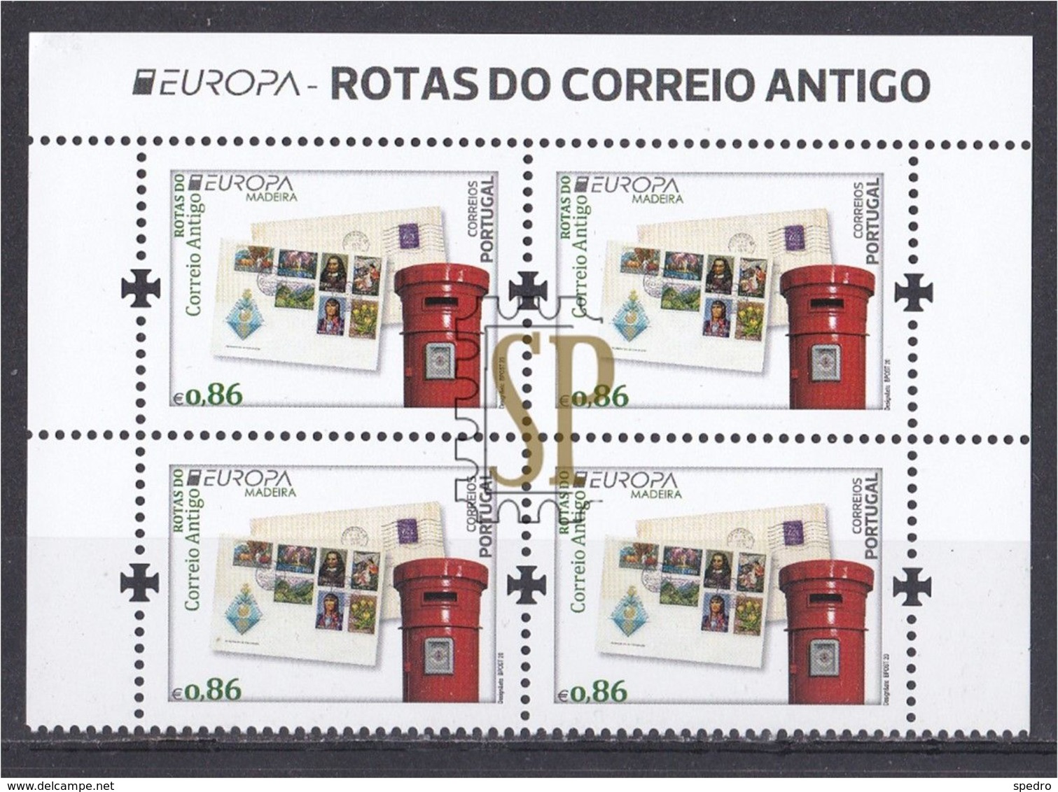 Portugal EUROPA 2020 Mini Folha Rotas Do Correio Antigo Funchal Transporte Maritimo Ship Navy Bateaux Mini Sheet - Poste