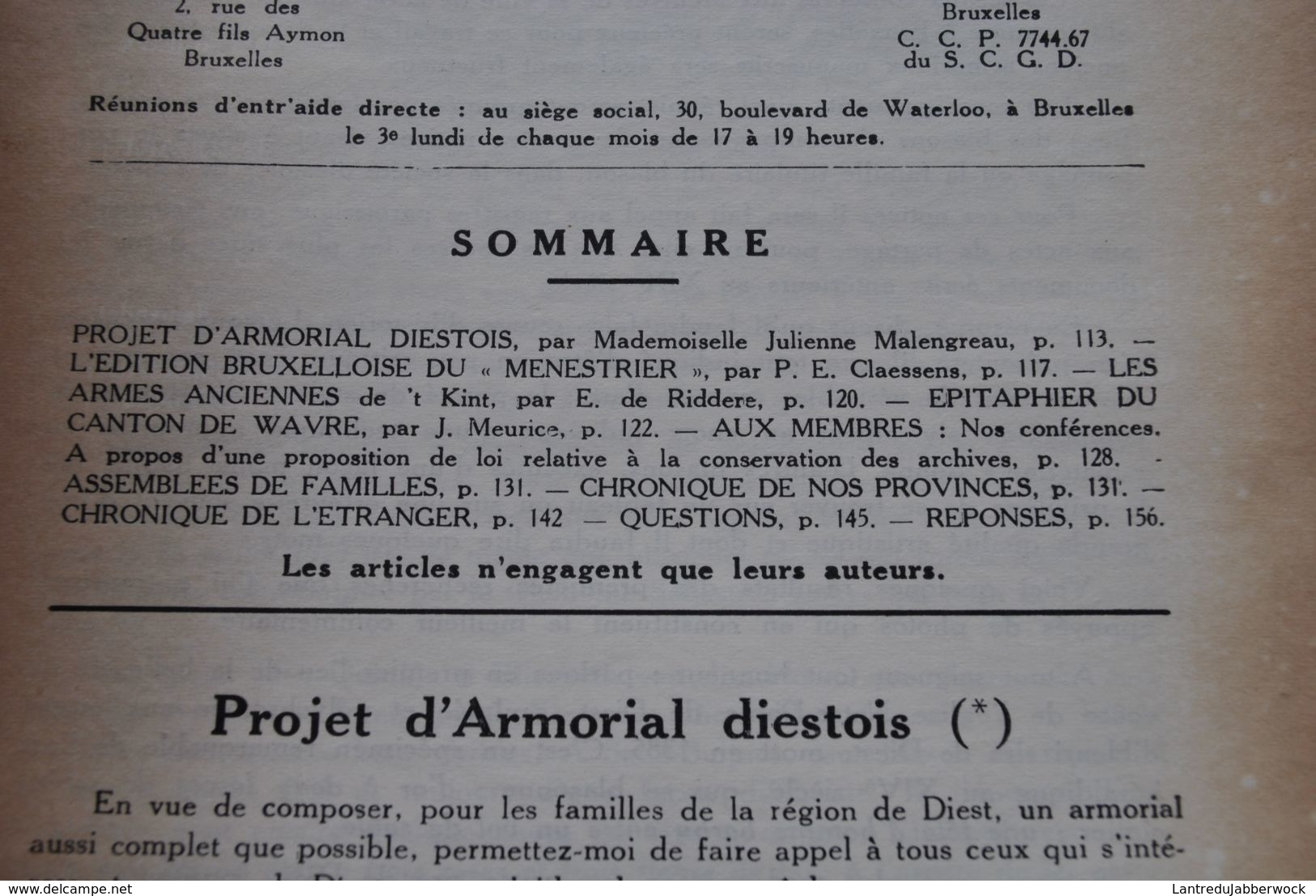 L' INTERMEDIAIRE DES GENEALOGISTES 51 1954 Généalogie Héraldique Epitaphier Du Canton De Wavre Armorial Diest Menestrier - Histoire