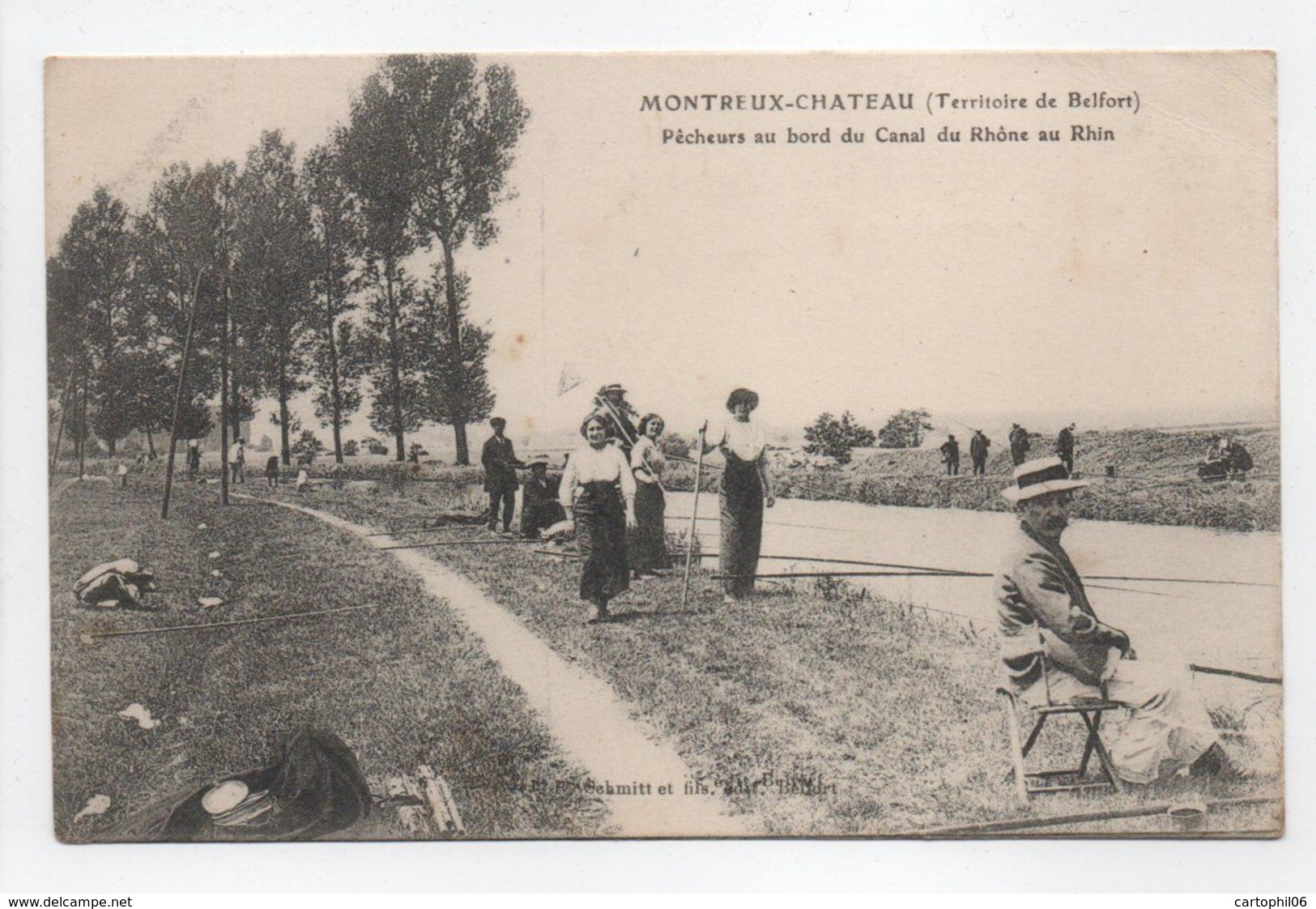 - CPA MONTREUX-CHATEAU (90) - Pêcheurs Au Bord Du Canal Du Rhône Au Rhin 1904 (belle Animation) - - Autres & Non Classés