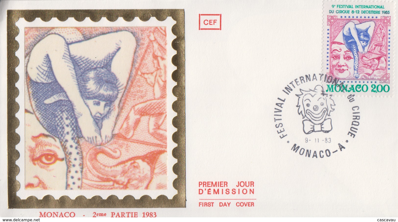 Enveloppe  FDC  1er  Jour   MONACO    9éme  FESTIVAL  INTERNATIONAL  Du  CIRQUE   1983 - Cirque