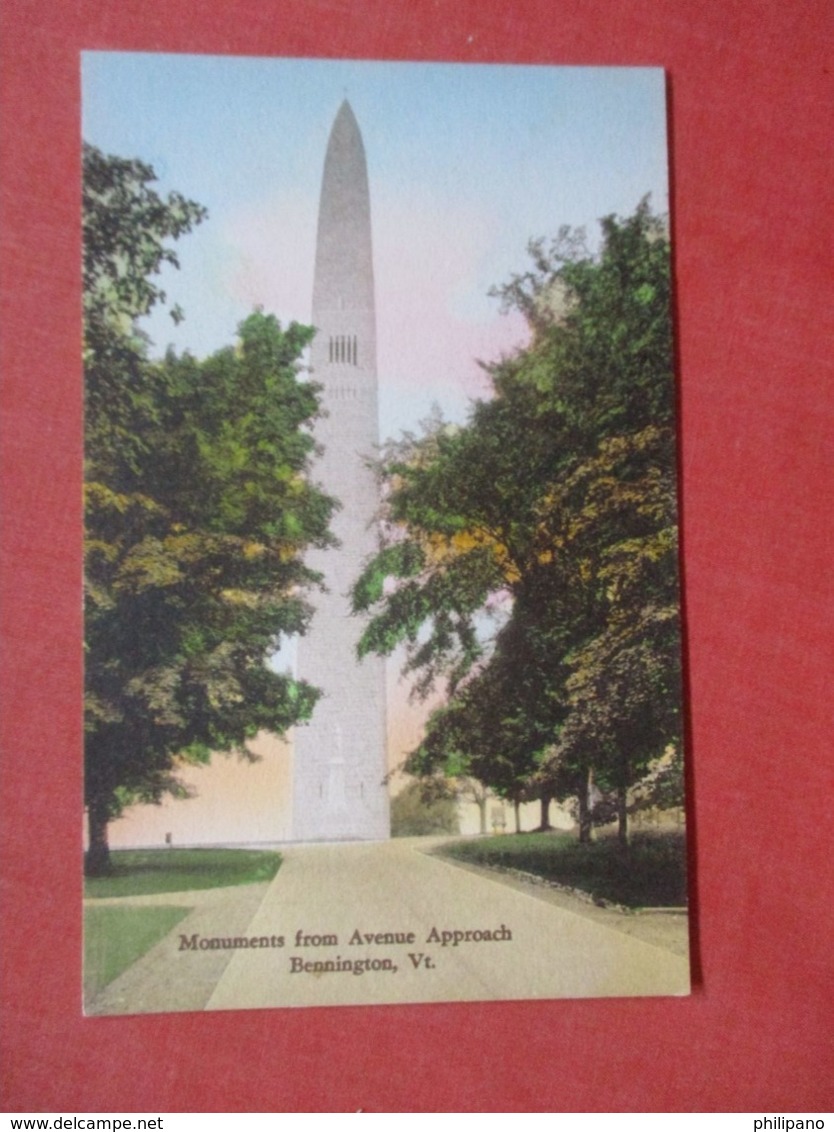 Hand Colored    Monument From Avenue Approach Bennington  Vermont     Ref 4150 - Bennington