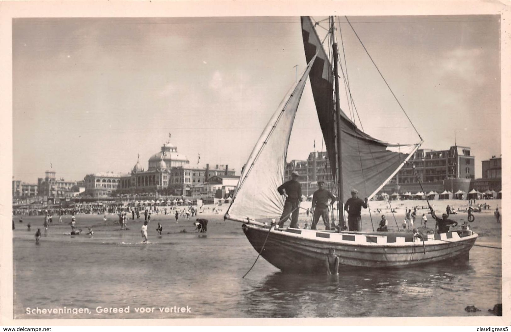 1304 "SCHEVENINGEN (OLANDA ) -GEREED VOOR VERTREK" ANIMATA CARTOLINA  ORIGINALE - Scheveningen