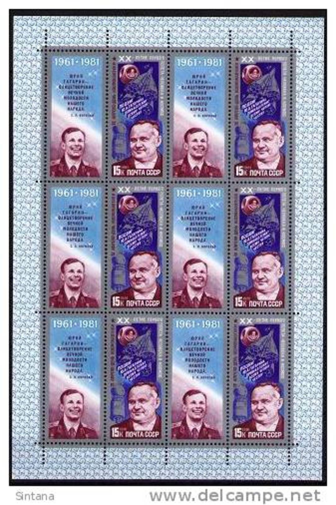 Sowjetunion/Russia 1981 Mi.5056-58 Kosmonauten Gagarin 3 KB/Sc.4925-27a M/S Soviet Space Flights **/MNH - Blocks & Kleinbögen